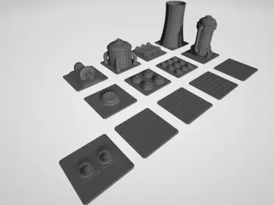 MODULAR INDUSTRIAL BUILDING TERRAIN MAKER 8 - 10MM SCALE 3D print model