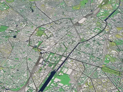 Brussels Belgium 25x25km City Map 3D model