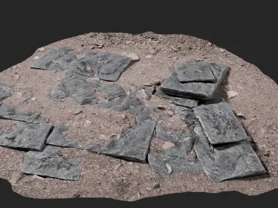 Slate Rock Slab Collection Low-poly 3D model