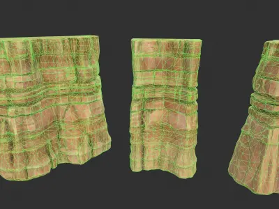 Sandstone Cliff Set Low-poly 3D model