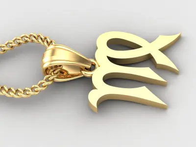 Virgo Light Gold Pendant Version 5 3D print model