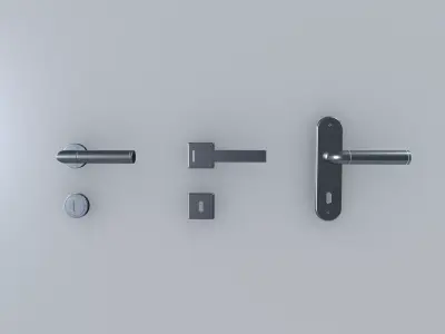 Door Handles set Low-poly 3D model