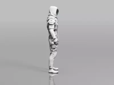 Bounty Hunter character with Futuristic Gun Low Poly Low-poly 3D model