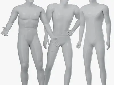  Rigged Male Sport Detailed and Simple Mannequins 