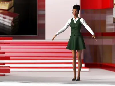 Light Skin Black Teenage Schoolgirl Rigged for Modo 3D model