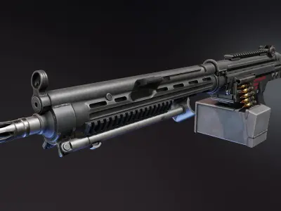 HK23E Light Machine Gun Low-poly 3D model