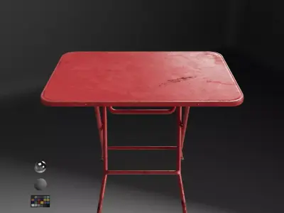 Thai Street Food Table Red 3D model