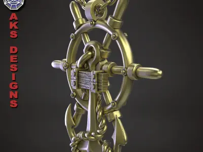 Pendant biker jewelry Anchor v1  3D print model