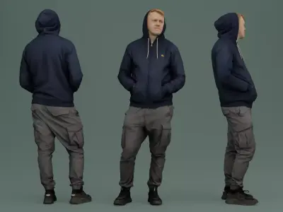 Guy in Blue Hoodie 3D model