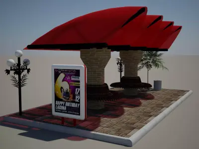 Bus stop Low-poly 3D model
