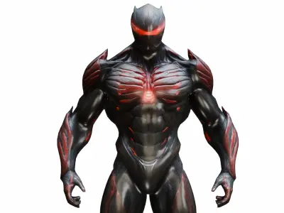 Crysis Nanosuit 3D Model - Muscular Black Red Glowing Veins  Low-poly 3D model