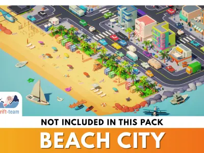 Beach Props Pack - Low Poly Assets Low-poly 3D model