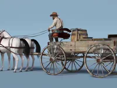  Gold Rush Miner with Wagon and Horses 