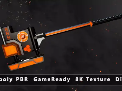 Future Sci-Fi Hammer Low-poly 3D model Low-poly 3D model