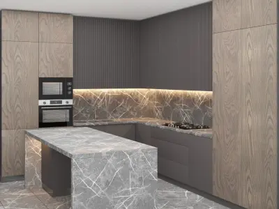 Modern kitchen with Island 3D model