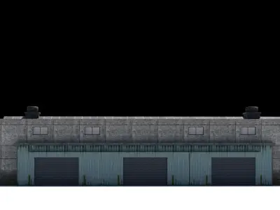 Industrial Building Low-poly 3D model