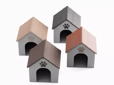 Dog House Set Low-poly 3D model