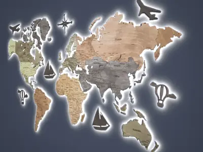  wooden map on the wall Low-poly 3D model purchase