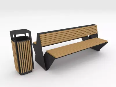 Bench Park 28 Low-poly 3D model