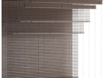 Wooden Venetian Blinds Bandalux set 02 3D model
