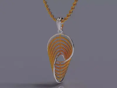 Dynamic Spiral Rope necklace with Geometric Texture  3D print model