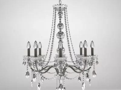 Chandelier with crystals hanging from it 3D model shop
