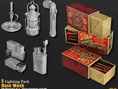 Lighting Props Base Mesh Low-poly 3D model