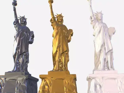 Statue of Liberty PolyArt Gold Material Low-poly 3D model