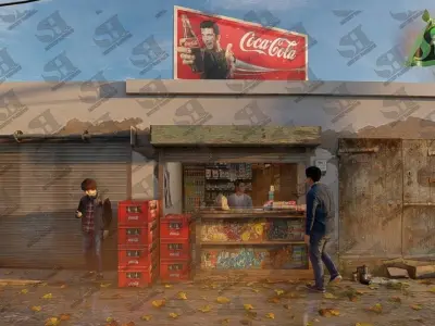 Village Streets Low-poly 3D model