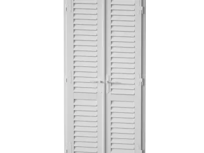 Wooden shutters blinds door and window 3D model