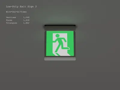 Low-Poly Exit Sign Low-poly 3D model