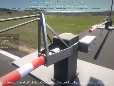 Low-Poly Railroad Barrier 8m Low-poly 3D model