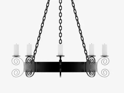 Medieval Chandelier with Candles 1 3D model