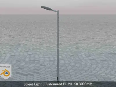 Street Light 3 Galvanized F1 M1 K0 3000mm Low-poly 3D model