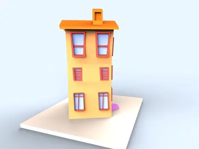Colorfull cartoon building Low-poly 3D model