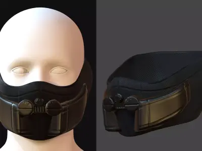 Gas mask helmet 3d model scifi Low-poly  Low-poly 3D model