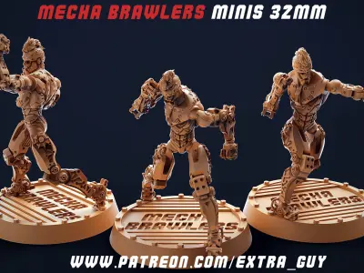 Mecha Brawlers 32mm 3D Printable 15 assets Unsupported 3D print model