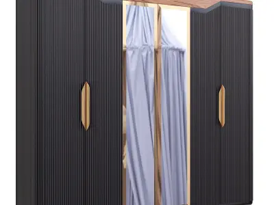 spectre collection wardrobe with two doors and curtain 3D Model Pack