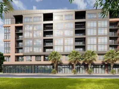 Multifamily building Low-poly 3D model