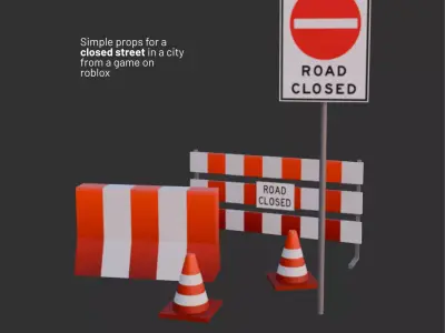 Roblox Road Closed Props Low-poly 3D model