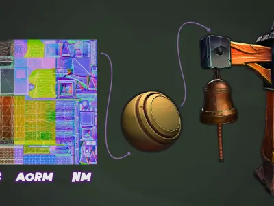 Stylized Medieval Bell Post - Game-Ready Low-poly 3D model