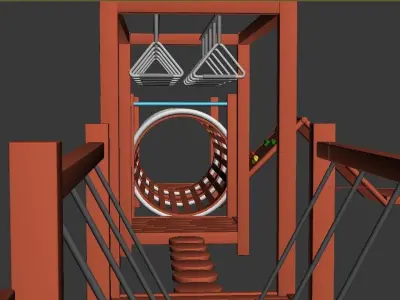 Children outdoor physical training wood playground equipment  3D model