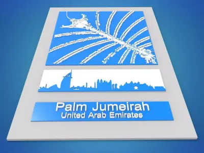 The Palm Jumeirah Island Dubai UAE 3D print model
