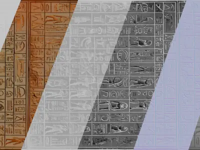 Ancient Egypt Hieroglyphs - VOL 3 - 9 Seamless PBR  Texture