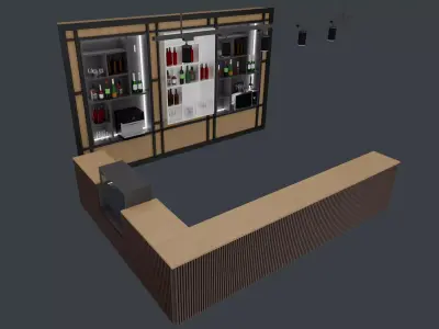 Restaurant bar vitrin furniture and lighting lamp 3D model