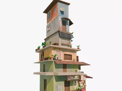 Semi-realistic Stylized House 02 Low-poly 3D model