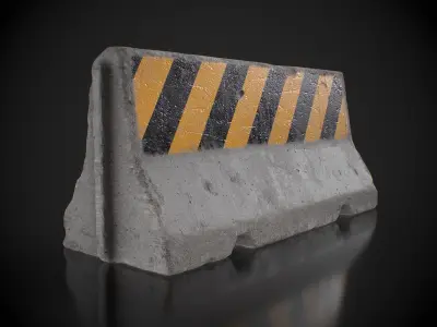 Concrete Barrier Blocking Road Low-poly 3D model