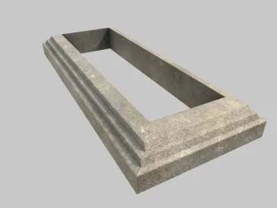 Fenced Grave With Silver Cross Low-poly 3D model