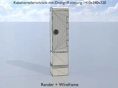 Cable distribution cabinet rotary handle 1 door 1410x340x320 Low-poly 3D model