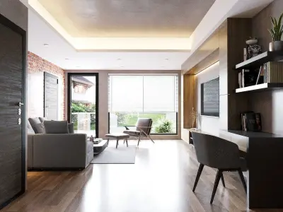 industrial living room interior scene 3D model 3D model